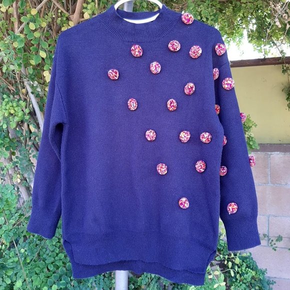 Zara Kids Fancy Pom Pom Sweater Navy Girls 7
